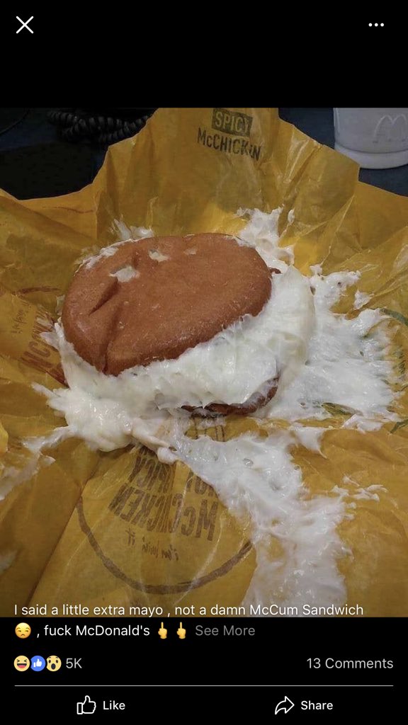 bacon_ninjette's tweet photo. #McCum #McDonalds #StopRuiningCheapSandwiches https://t.co/ZspDwIqXPh