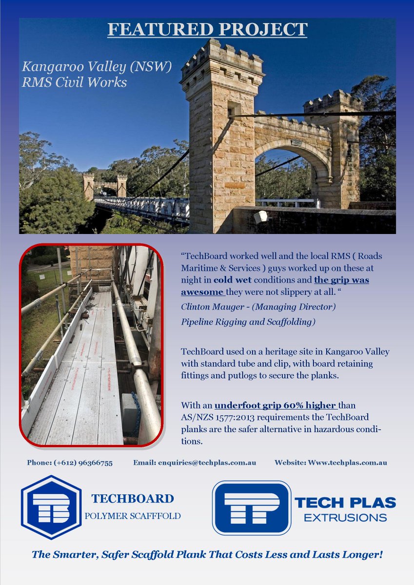 TechBoardAus's tweet image. TechBoard Polymer Scaffold Plank Being Used for Safety in wet, hazardous conditions!  See us at Stand C116 in Mackay 24-27th July
@QME_Expo #QME18 #scaffolding @TechBoardAus