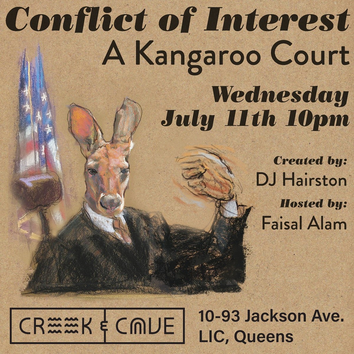 thefaisalalam's tweet photo. Hey kids,

We're back for more #debates! Come to the @creekandcave 7/11/18 @ 10 pm so we can decide once and for all:

1. What's scarier: a clown-sized #spider or a spider-sized #clown ???

2. #feminism's greatest dilemma: #divacups v. #tampons

3. Who REALLY did 9/11??? https://t.co/nGKCWCIxzz