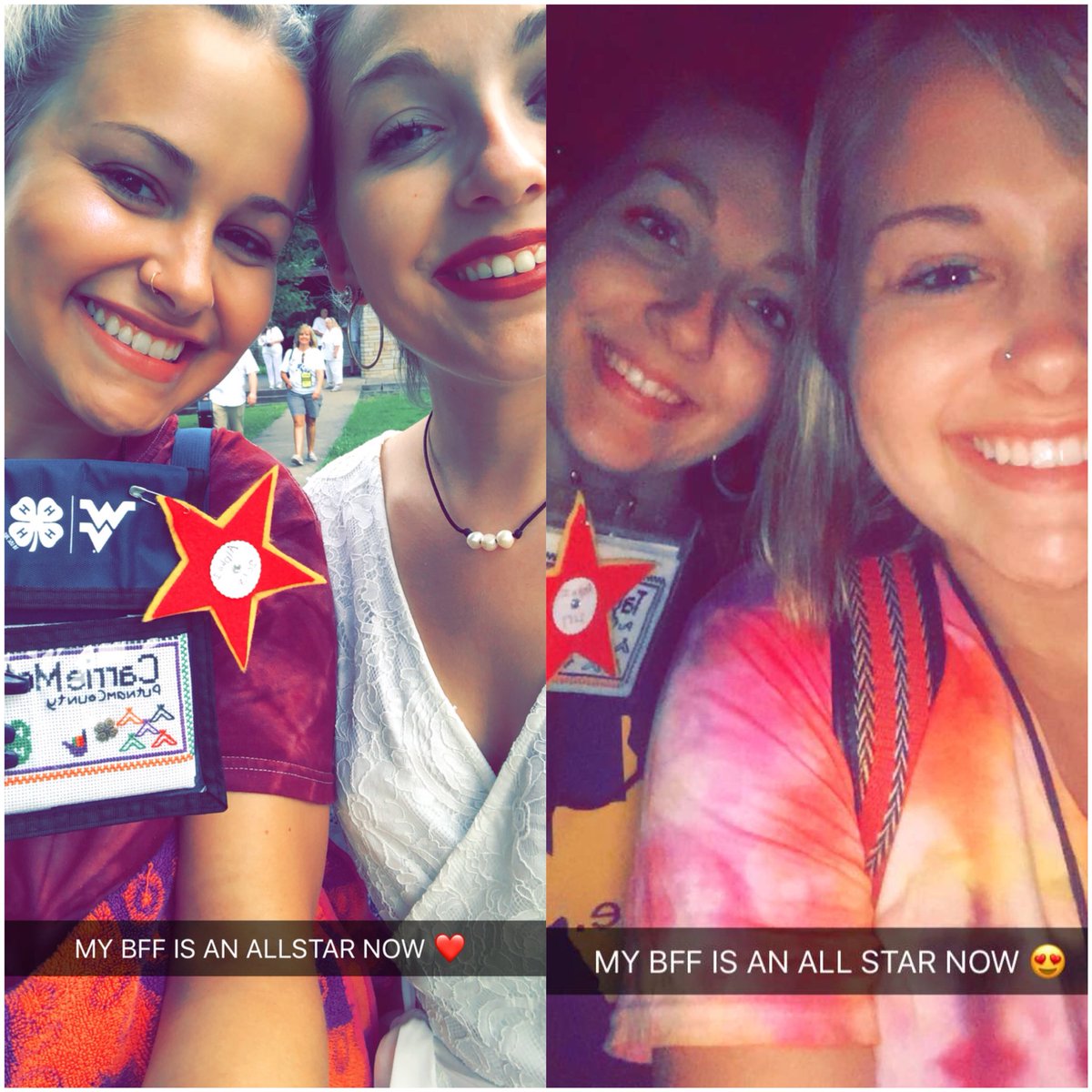 taylorelaine_13's tweet image. 2017 vs. 2018 so happy we’re both Allstars now! I love you. #howhow #wv4h #alpha1 ❤️🍀 @carrierenee21