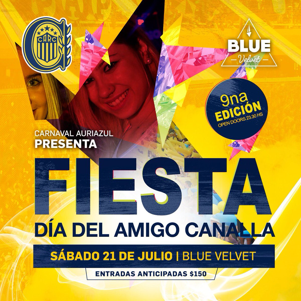 AgrupacionCA's tweet photo. FIESTA DÍA DEL AMIGO CANALLA!

🍸 Tragos precios populares
🔥 Boliche 100 % Canalla
🎭 Cotillón y Carnaval
🎉 Sorteo &amp; Regalos

🎫 Entradas -a partir del viernes- en todas las Tiendas Oficiales del club. Anticipadas: $150.-

Open Doors: 23.30 hs.
Solo Mayores de 18 Años https://t.co/mroijo5oaa