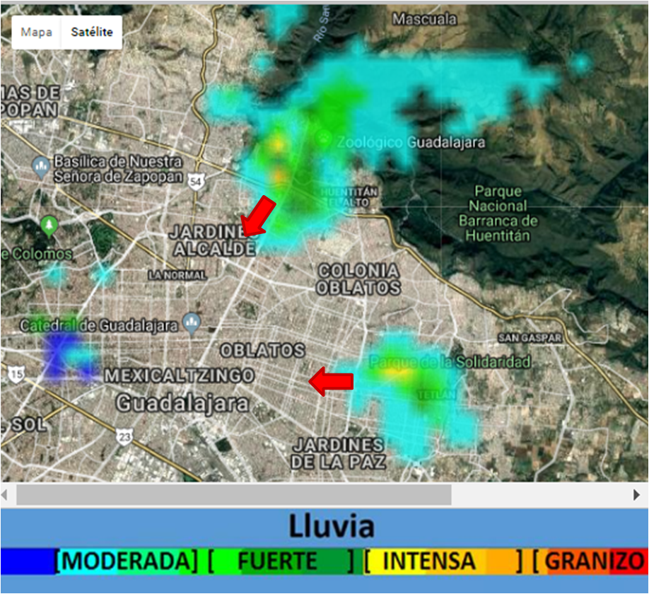 informador_JAL's tweet photo. #140de @radardopplerudg: Continúa la #lluviagdl intensa con #tormenta eléctrica en zona Huentitán con dirección zona centro #GDL #ZMG #Tome sus precauciones. https://t.co/dxSZTXt0Km