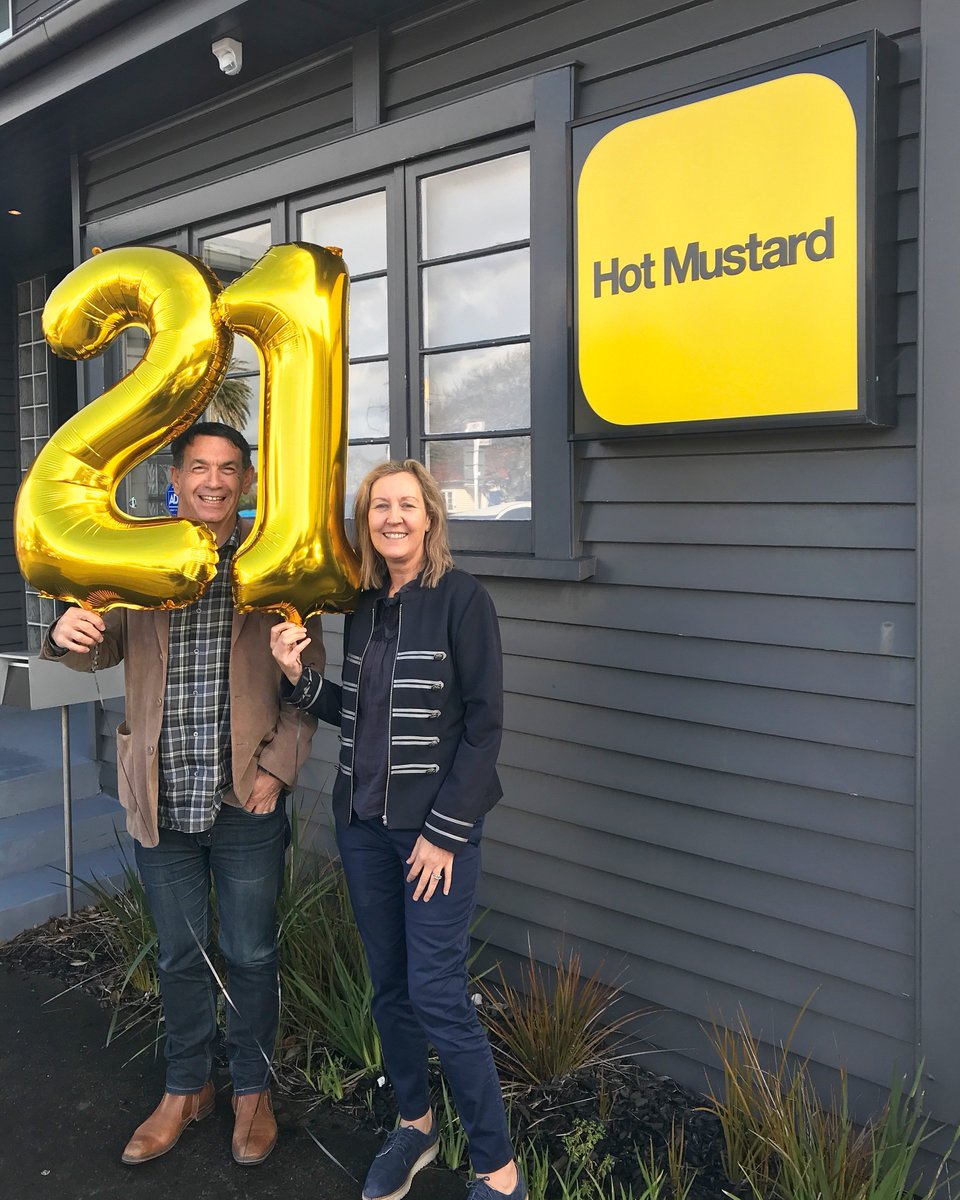 HotMustardComms's tweet photo. Hot Mustard is 21 today! #happy21stbirthday #celebration @paulbellnz @HotMustardComms https://t.co/nyjLxYaJYd