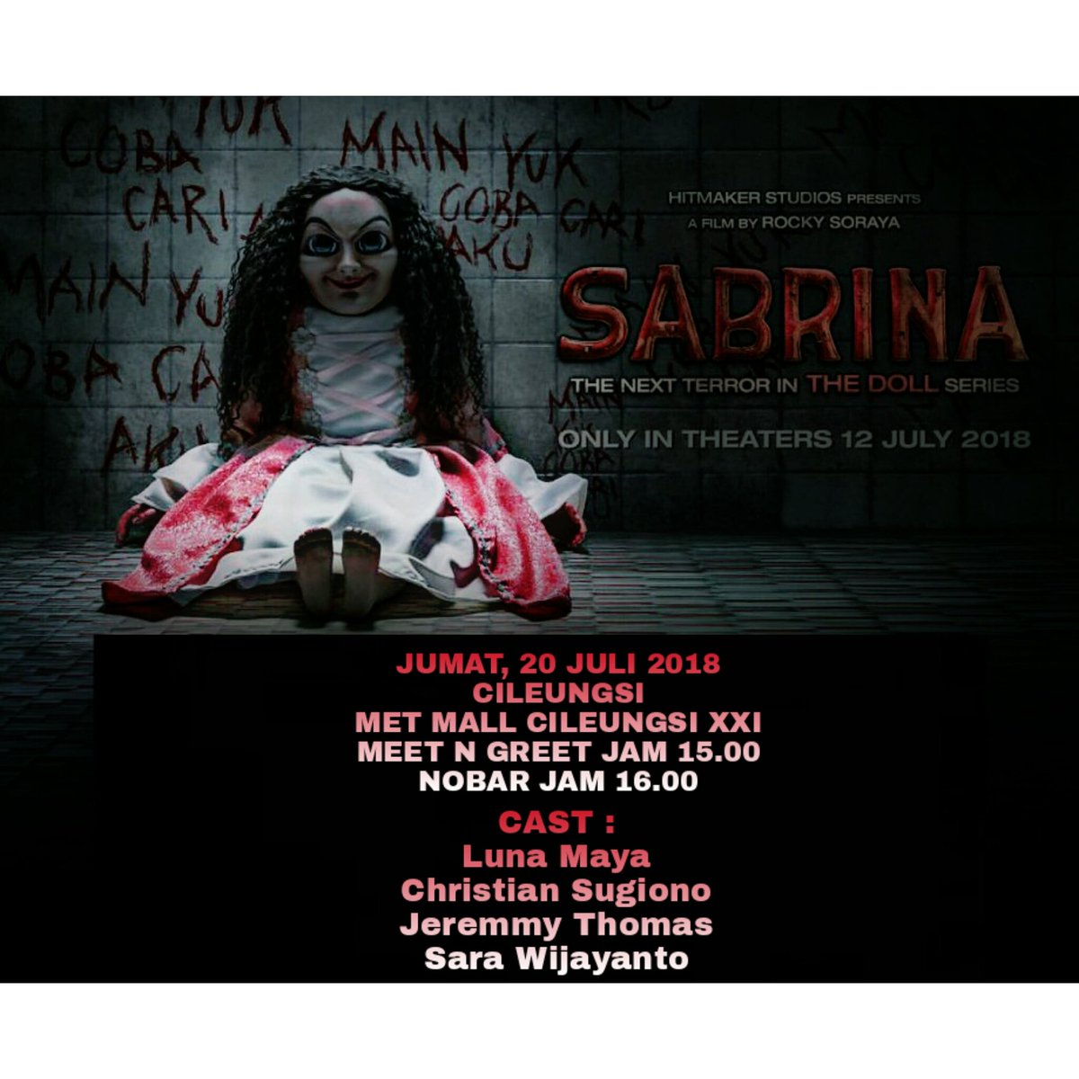 JADWAL MEET N GREET DAN NOBAR SABRINA 😊