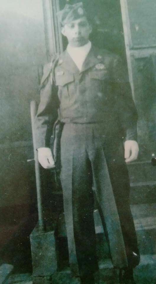 ValSal7's tweet photo. My Dads #WWII pictures. Standing post. A Mexican American fighting for freedom. He was in the 101st Airborne screaming Eagles. Our troops built this country. Our immigration build this country. We can’t let it be in vain. We can’t let #Trump take that away. https://t.co/l1AWmEa9s1