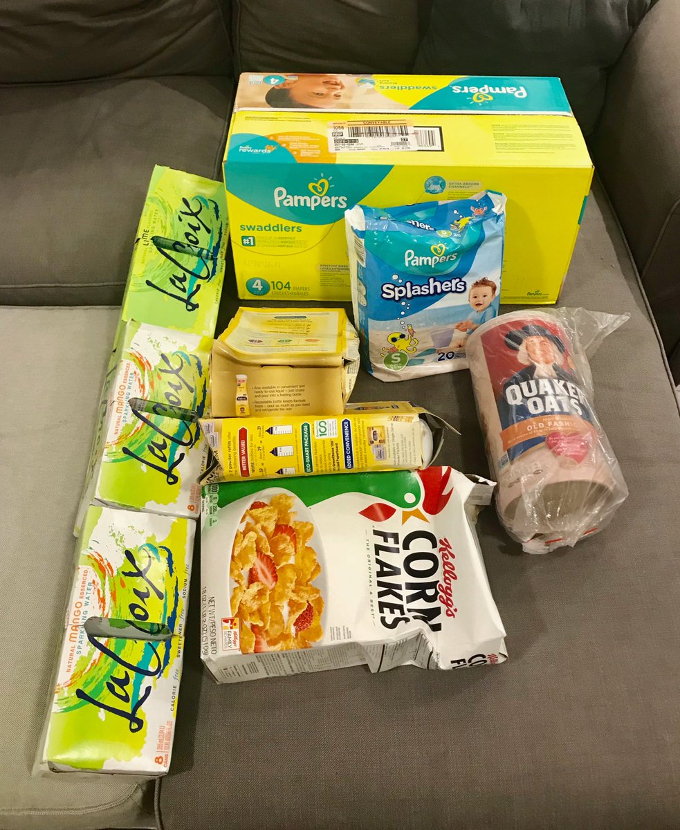 PaulyRodney's tweet photo. Dear ⁦@Target⁩ - thx for free shipping. Can we talk about packing corn flakes and baby formula in the same box as heavy items, though? https://t.co/utgOC98Xqa