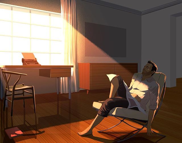 guyshield's tweet image. Abandoned draft from about a year ago... #illustration #guyshield #summer #lounging #midcentury #newspaper #art #drawing #sketch #instadraw