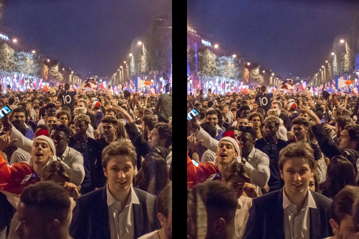 jmdaix's tweet photo. #People in #Paris celebrate France win at #worldcup2018 semifinals
#anaglyph #3D #insta3D @kula3d #kula3D #nikonD800 #stereophotograph #stereophotography #stereophoto
#OnEstEnFinal #football #coupedumonde2018 #allezlesbleus #fiersdetrebleus #champselysees #ArcDeTriomphe https://t.co/BBi0LyvRUS