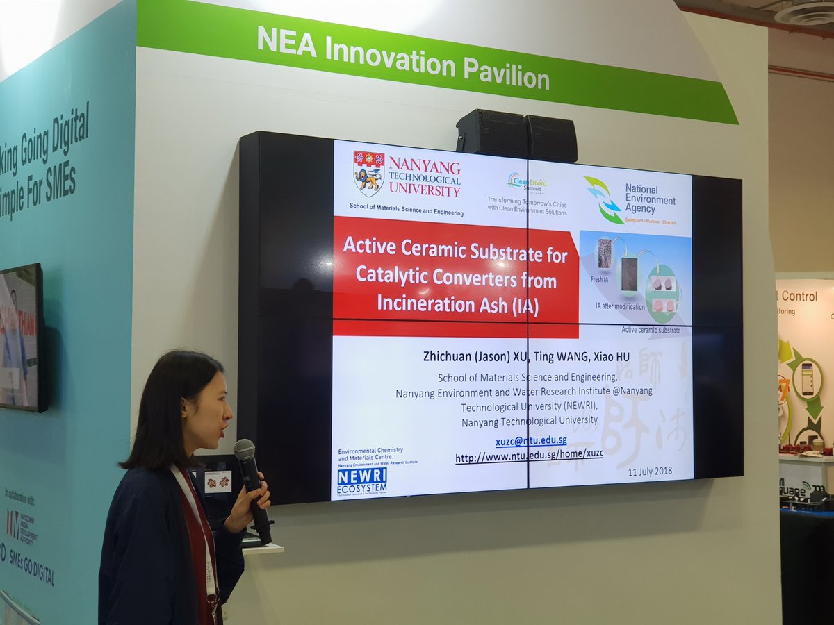 CleanEnviro Summit Singapore (@cessingapore) on Twitter photo 1st up for #CESS2018 Innovation Pitch: <a href="/NTUSg/">NTU Singapore</a> NEWRI researchers pitching a novel way to turn incineration ash into substrate for catalytic convertors. Tune in to our FB Live bit.ly/2KLJTGL or come down to NEA Innovation Pavilion to hear them! 1st up for #CESS2018 Innovation Pitch: <a href="/NTUSg/">NTU Singapore</a> NEWRI researchers pitching a novel way to turn incineration ash into substrate for catalytic convertors. Tune in to our FB Live bit.ly/2KLJTGL or come down to NEA Innovation Pavilion to hear them!