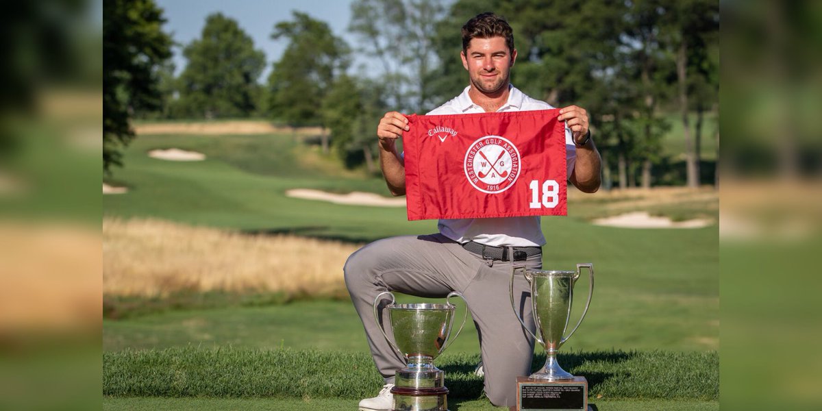 WGA1916's tweet photo. Cameron Young had himself a couple of days at Sunningdale in the 96th Westchester Open Presented by @CallawayGolf! 

New course record (63!) ☑️
29 on the front nine ☑️
Low Am ☑️
CHAMPION ☑️

Full recap: https://t.co/sBupkvGTeA https://t.co/e6Wy6D5chN