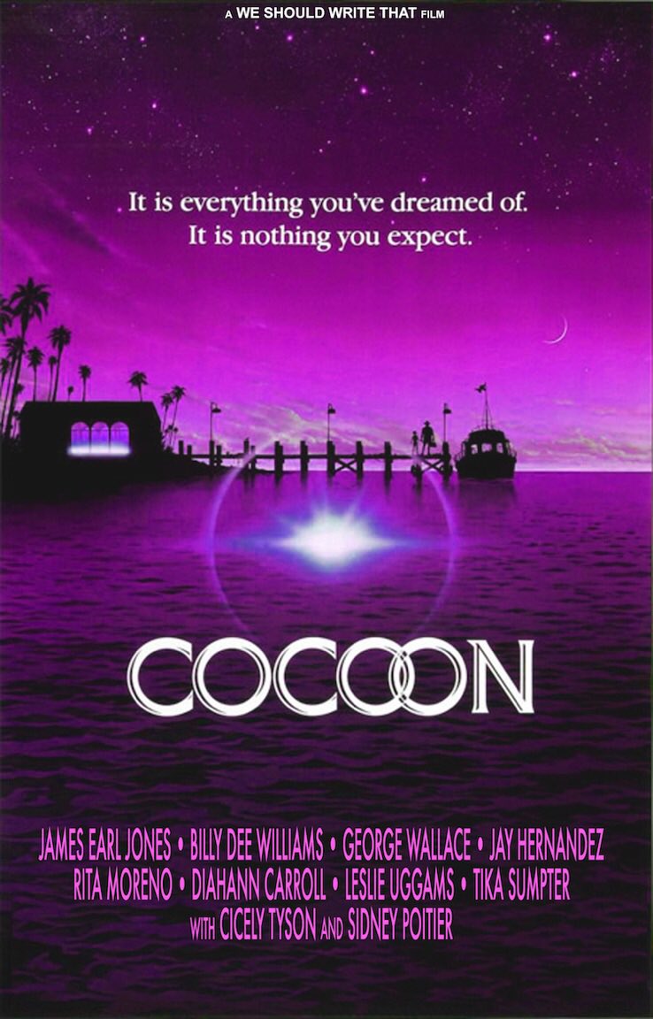 WeWriteThat's tweet photo. What if three senior citizens discover the fountain of youth in their alien neighbors’ pool? #WeShouldWriteThat retells Cocoon (1985) Listen now! https://t.co/j87sRAwrlD https://t.co/l6dksMhkdy