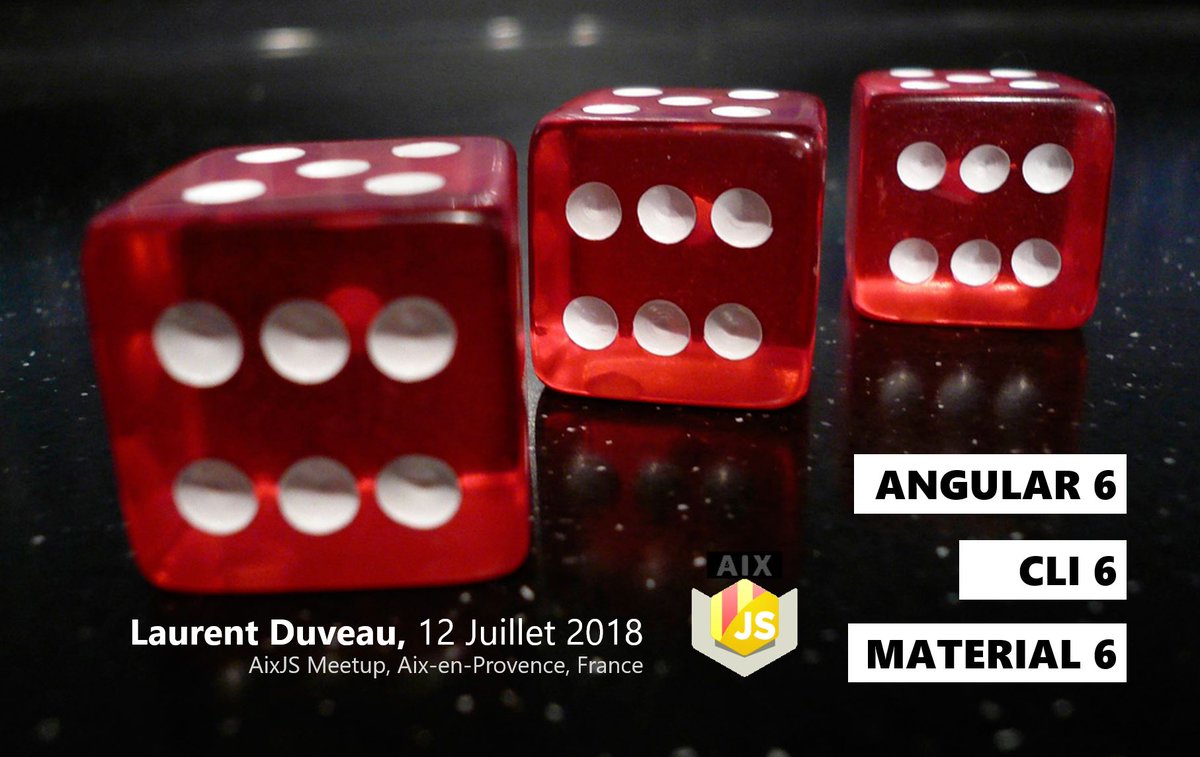LaurentDuveau's tweet image. Tomorrow I will visit the @aix_js Meetup in Aix-en-Provence, France to talk about Angular 6, CLI 6 and Material 6! 
@angular #angular #angularcli #material #666