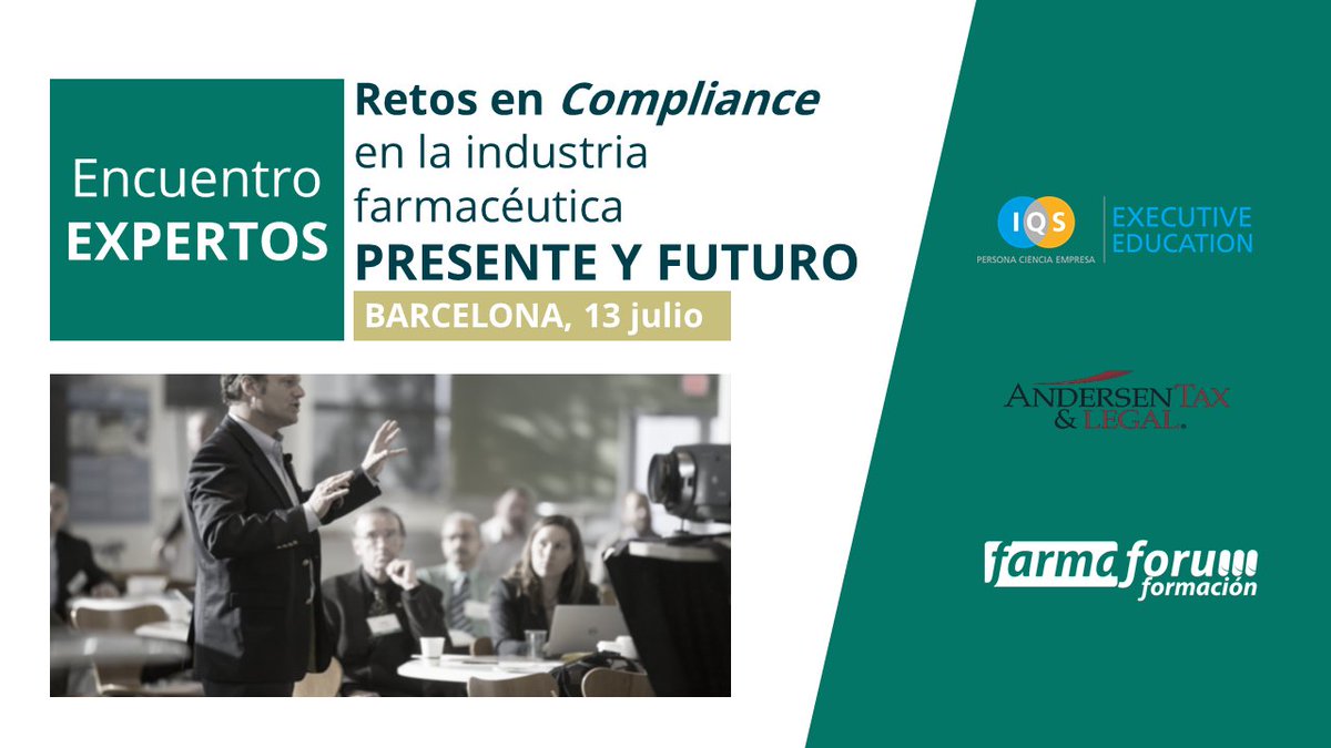 ¡Nos vemos este viernes 13 en Barcelona! Te esperamos a las 11.30 h en IQS Executive Education para compartir contigo los desafíos que existen hoy en el ámbito de Compliance en la industria farmacéutica. 

farmaforumformacion.es/masterclass-co…