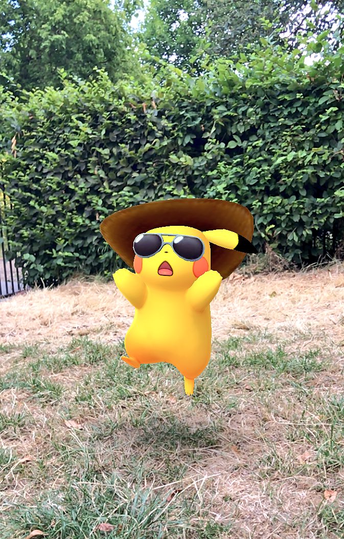 Liz_487's tweet image. Event Pikachu mid attack (or mid sneeze as it seems) #ARmode #AR #PokemonGo #Pikachu #event #Pokemon #Niantic #RegentsPark #London
