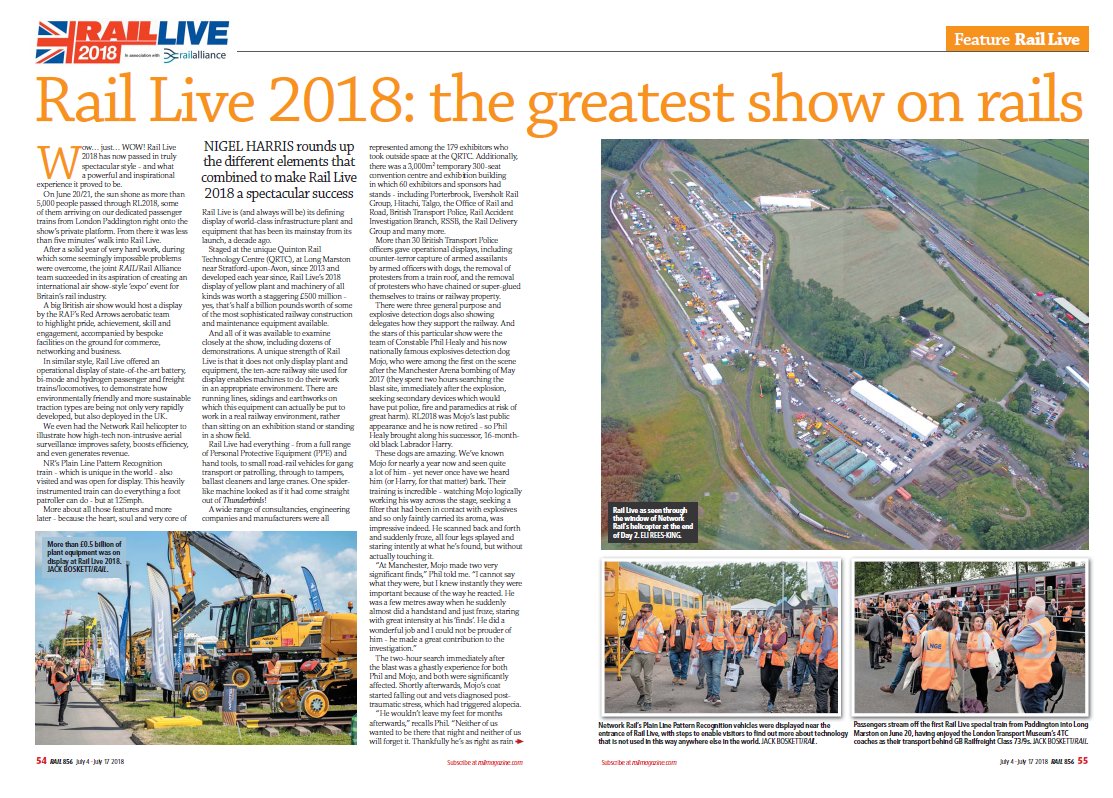 Thanks to <a href="/RAIL/">RAIL Magazine</a> for featuring the RSG and the RDG in the current edition of Rail Magazine.  Featuring a full review of @raillive18 including commentary from members of the RSG council.