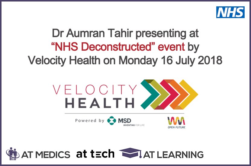 ATMedics's tweet image. Dr @Aumran Tahir will be presenting at NHS Deconstructed on Monday 16 July 2018: bit.ly/2N9mNXk alongside Alan Davies from @innovationnwc, James Flint from @hospifyapp and Dr Precious Lunga from @BaobabCircle
#NHS #NHS70 #digitalhealth #futureNHS #atmedics #attech