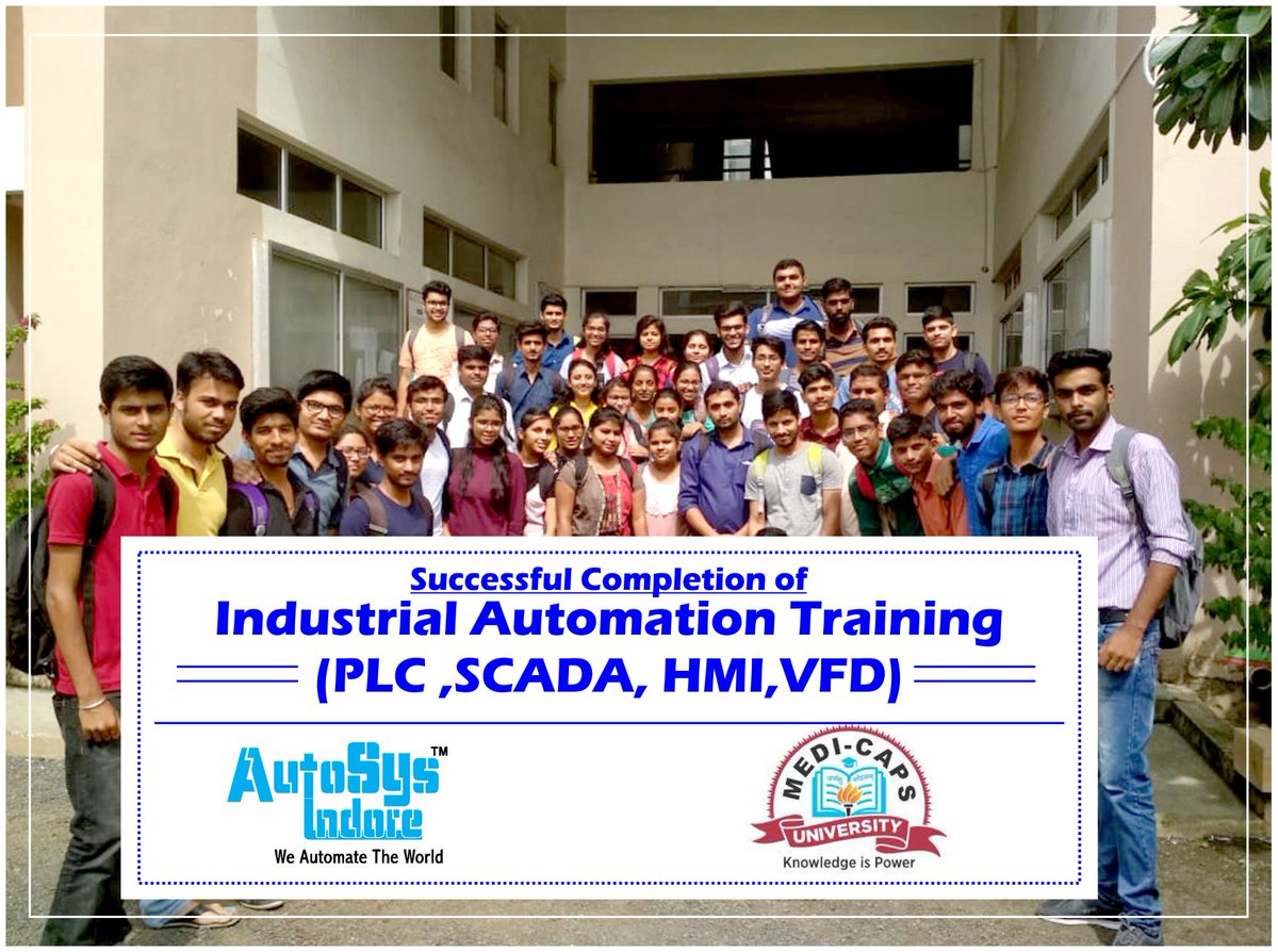 autosysindore's tweet image. &quot;successful completion of Industrial Automation Training (PLC ,SCADA, HMI,VFD) at Medicaps University, Indore&quot;

#Indore #Industrial_Automation_Training #AutoSys #PLC #SCADA #HMI #VFD