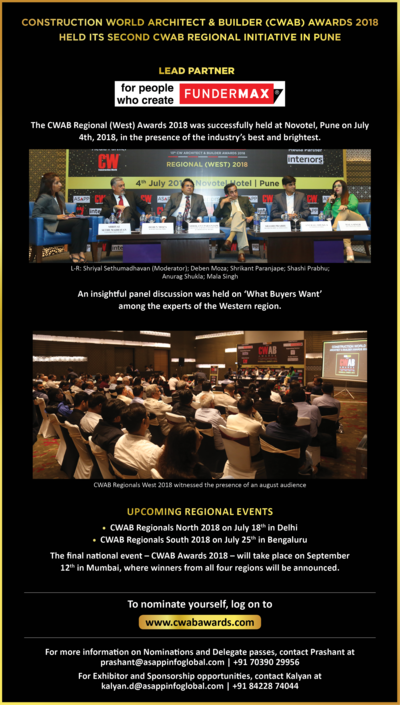 CWmagazine's tweet photo. Here's how the CWAB Regional event in Pune turned out to be a great success.
You can still nominate your firm if you are from the North or South regions by visiting - https://t.co/X12NjElmhg
#BuilDesign #CWAB2018 https://t.co/0WfWyOgJfT