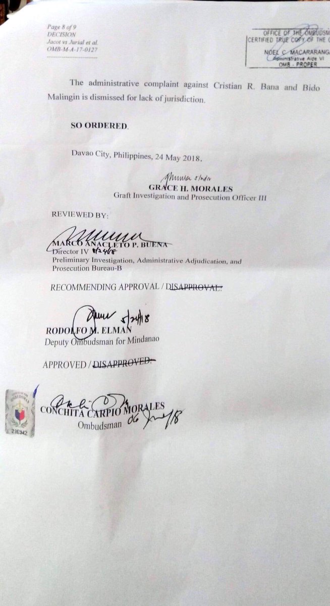 mabalelaw100's tweet photo. OMBUDSMAN ordered the dismissal of Mayor Jacot of Catarman Camiguin over payroll padding. Romualdos should be next, I hope. https://t.co/aupi4ibuTk