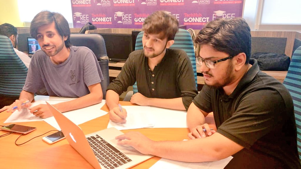 TechHubConnect's tweet photo. .@sherazctn, @adnannazirr &amp; Waqar (instructors) conducting interviews!
Candidates are being shortlisted on the basis of their experience and enthusiasm to learn the art of #freelancing in #WordPress!
#Foreelancing https://t.co/KssQBxNK7T