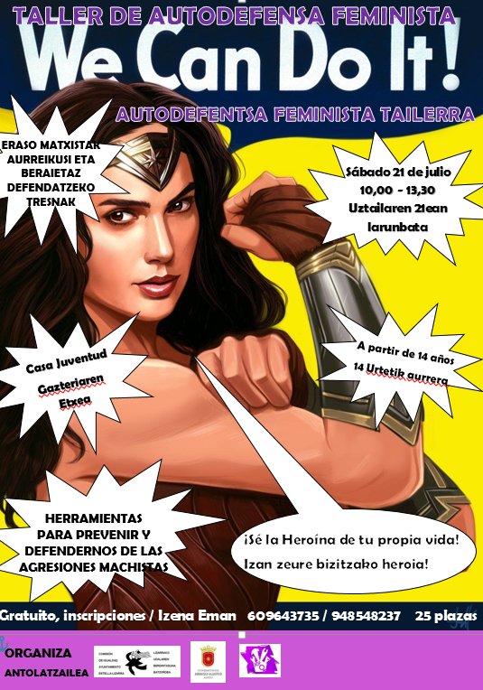Todas tenemos derecho a disfrutar de las fiestas, libres y sin miedo.
Emakume guztiok dugu festak gozatzeko eskubidea, libreki eta beldurrik gabe.
#autodefensa #taller #estella #prevencionagresionessexistas #empoderamiento