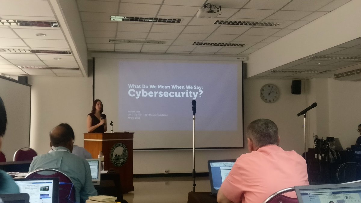sigdelsantosh's tweet photo. What do we mean when we say #cybersecurity ? .@EnekenTikk at #APSIG2018 https://t.co/RJjJqxWFGr