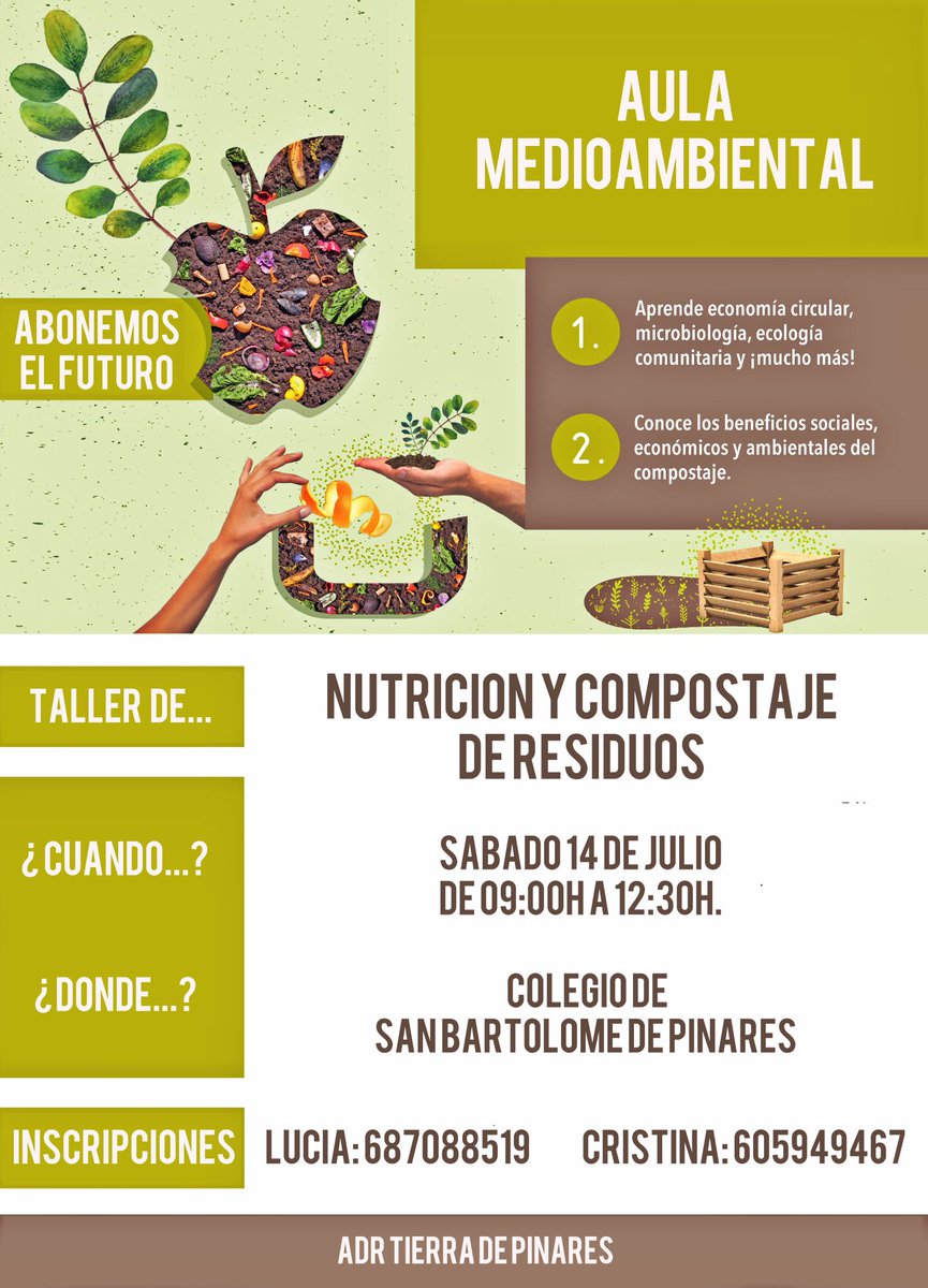 Tierra_Pinares's tweet photo. Recordad que este sábado, por tercer año consecutivo, tenemos taller del Aula Medioambiental de nuestra asociación. ¡No te lo pierdas! #VenASanBartolo https://t.co/Mgn2RbjMfp