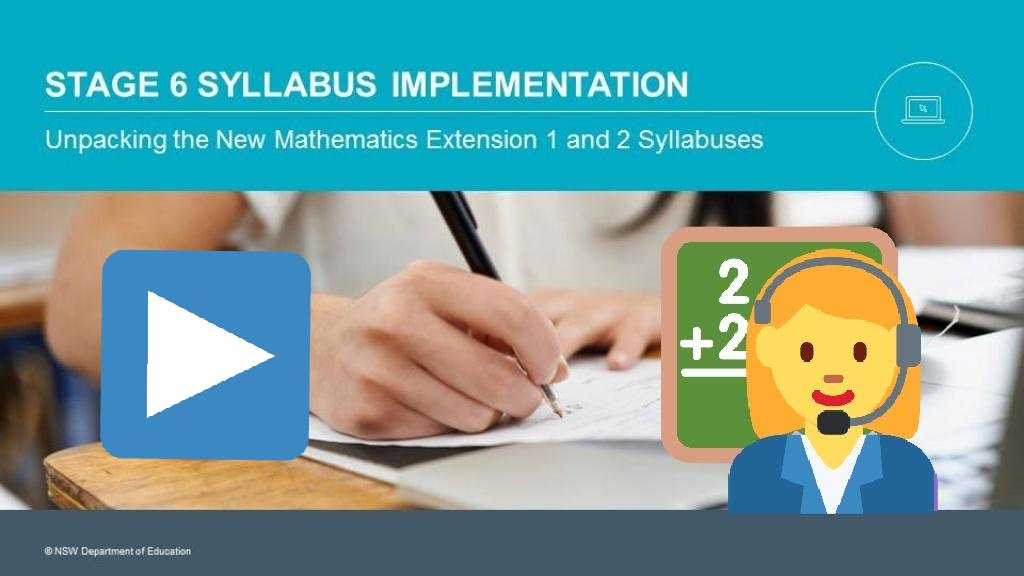 📢 @DoE_Mathematics teachers: 
Did you miss our Adobe Connect session, "Unpacking the New Mathematics Extension 1 and 2 Syllabuses"? You can now view the recording at your own pace i.e. ▶⏸🔍▶⏸🔍 connect.schools.nsw.edu.au/p7vao35ta8ng/
🙋🏼Got a question❓Get in touch!
📞💻📧