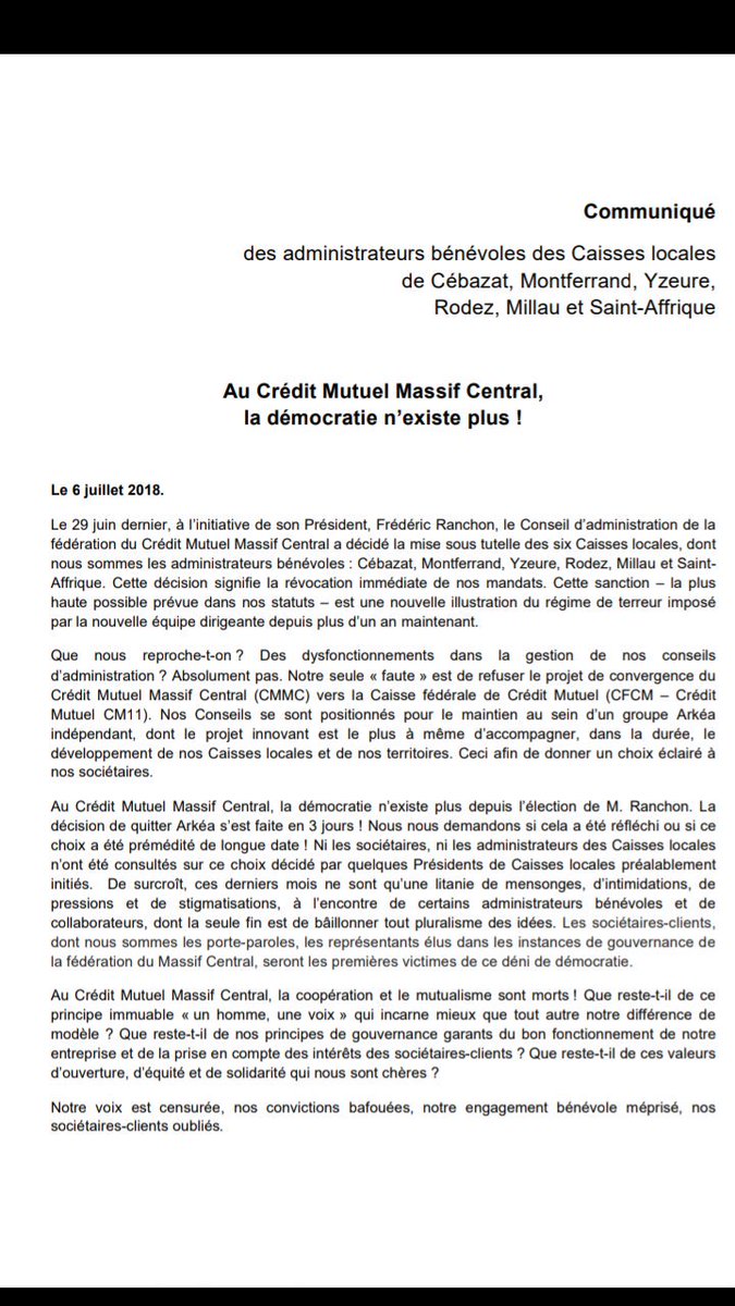 popopolux's tweet photo. Pendant que certains défendent corps et âme le crédit mutuel voilà ce qu il fait au massif central... Il broie comme il le fait avec ébra... 
C est ça le mutualisme à la sauce Cncm11-cic ? Moi je reste arkea  @JaimeCMArkea @mlebranchu vous soutenez tjr le CM ds sa quête d unité ? https://t.co/3bUCtuCz57