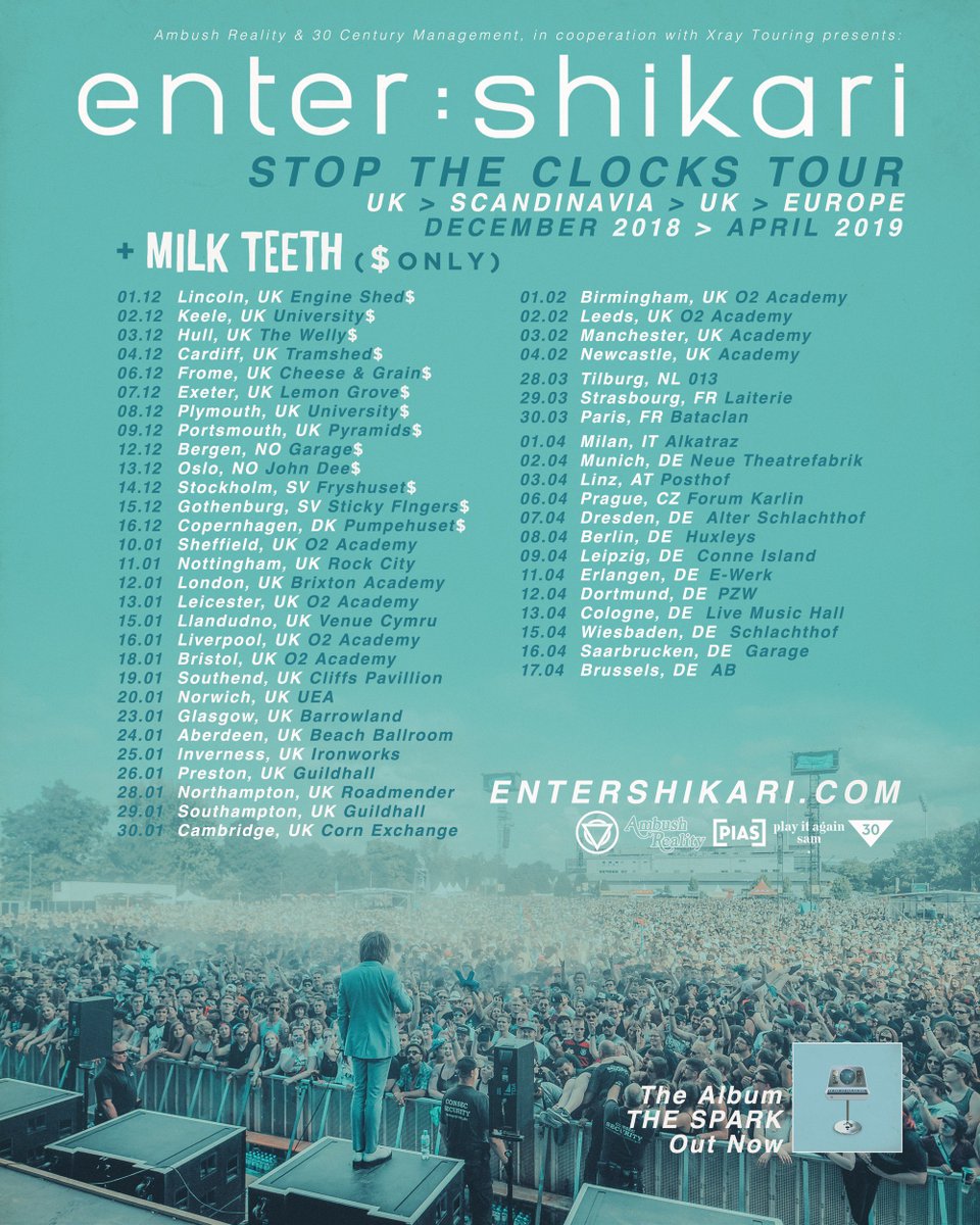 ENTERSHIKARI's tweet image. UK &amp;gt; Scandinavia &amp;gt; UK &amp;gt; Europe. Dec2018&amp;gt;Apr2019. 
@MILKTEETHPUNX join us for all *December* dates. 
tickets on sale Friday 13th July at 9AM.
entershikari.com/posts/uk-scand…