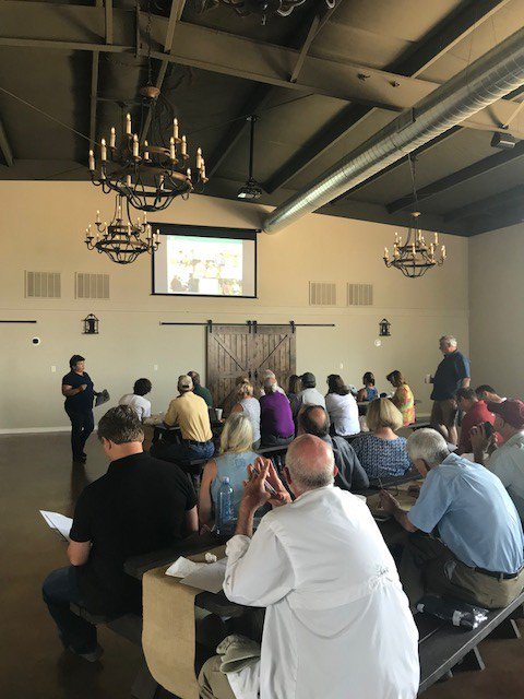 NRCSTexas's tweet photo. Connie Ramirez, district conservationist, shares how NRCS can help #olive producers with technical and financial conservation assistance at the July members meeting of the Texas Association of Olive Oil @TXAOO https://t.co/rRG7ALITC3