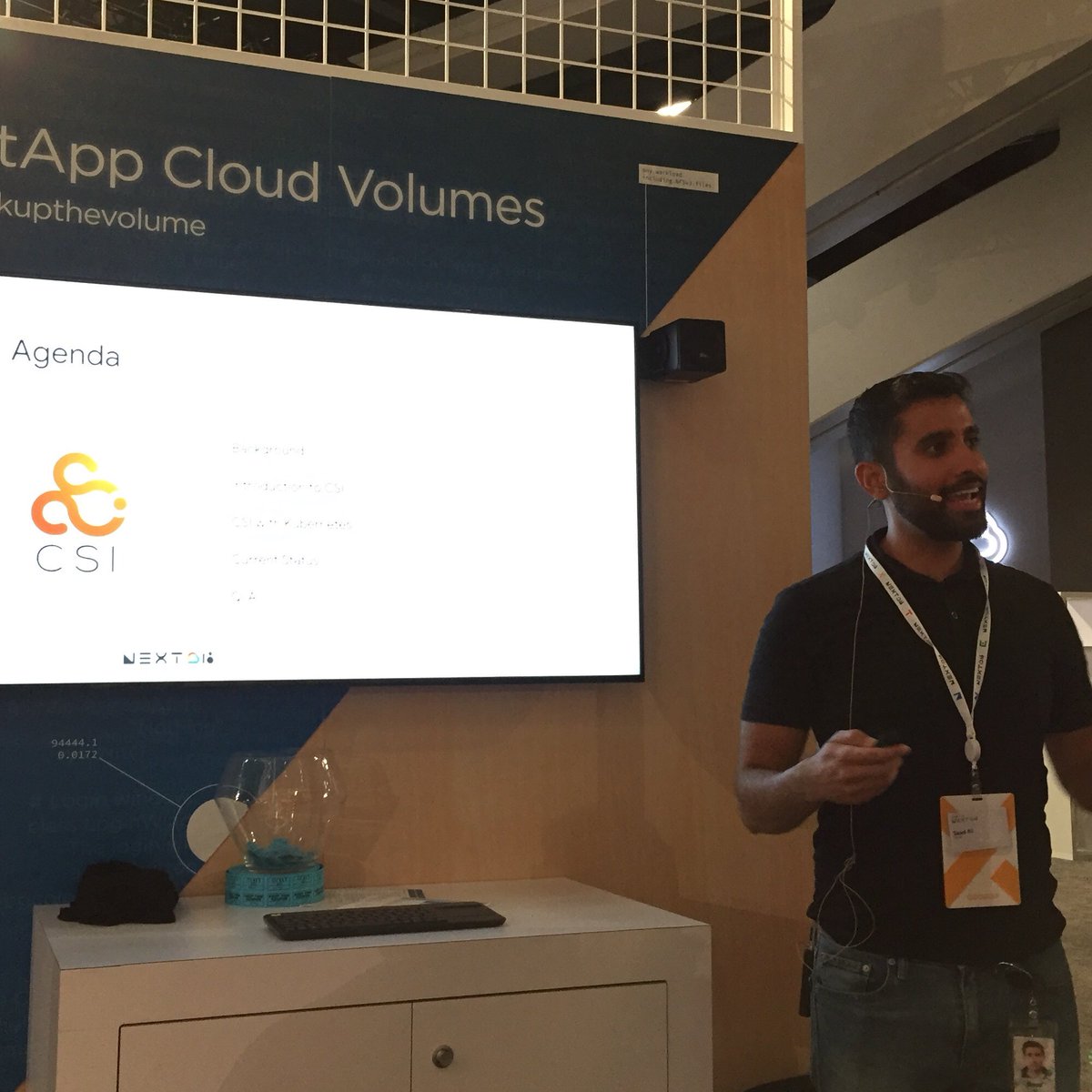 CloudBackup__'s tweet photo. We just heard from @the_saad_ali on Container Storage Interface #CSI! Thanks for presenting @NetApp #GoogleNEXT18. More mini theater sessions this afternoon and tomorrow. We’re #DataDriven. https://t.co/9mVBy16RD4