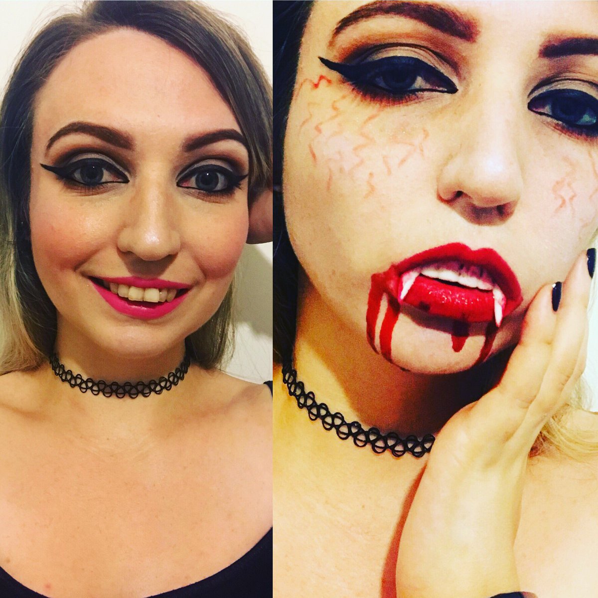 Me turning into a #vampire to cope with this heat! 🦇 🖤 Please take a moment to follow my makeup Instagram 🙏 instagram.com/PunkPrincessMUA 💖 #mua #makeup #alternativegirl #rock #goth #eyeliner #eyeshadow #lipstick #brows #ilovemakeup #halloween #blood #horror