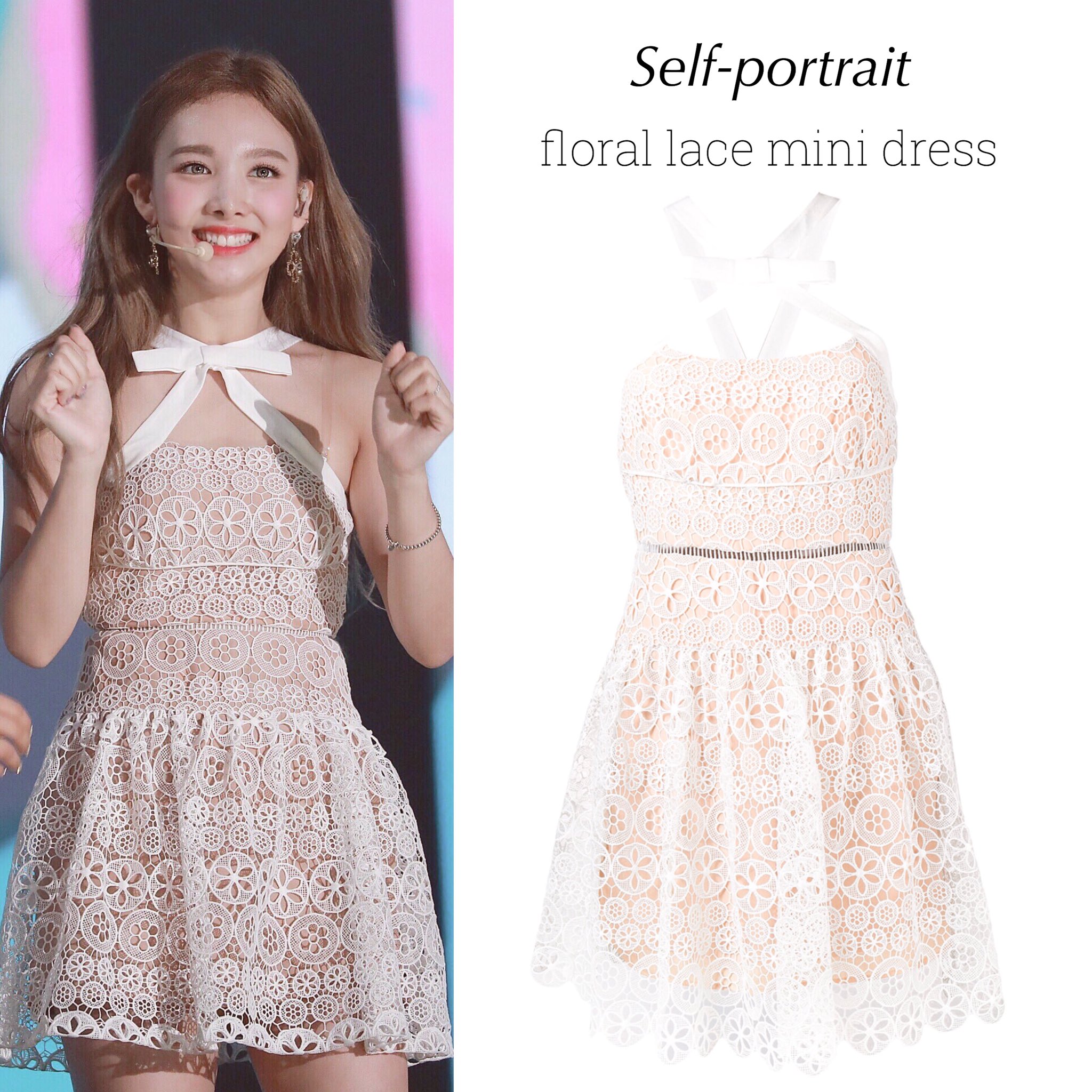 self portrait floral lace mini dress
