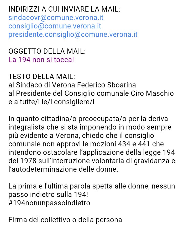#26luglio A #Verona nel feudo del ministro Fontana si votano due mozioni per criminalizzare e cancellare la libertà di scelta delle donne. Leggi qui tutte le info per partecipare alla campagna #194nonunpassoindietro