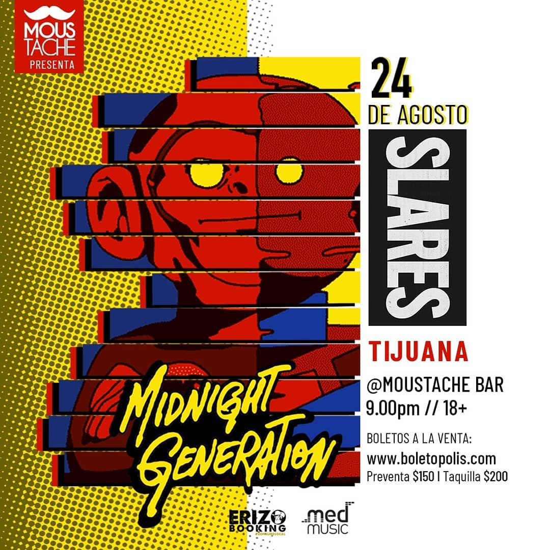slaresband's tweet photo. Compitas de Tijuas, let's boogie🕺✨

24 de Agosto en @MOUSTACHETJBAR junto a @themgboys, compren sus boletos aquí 🎟️👉 https://t.co/52XiiLT6X6 

#Slares #Live #Tijuana #MidnightGeneration https://t.co/q6yKpb6myx