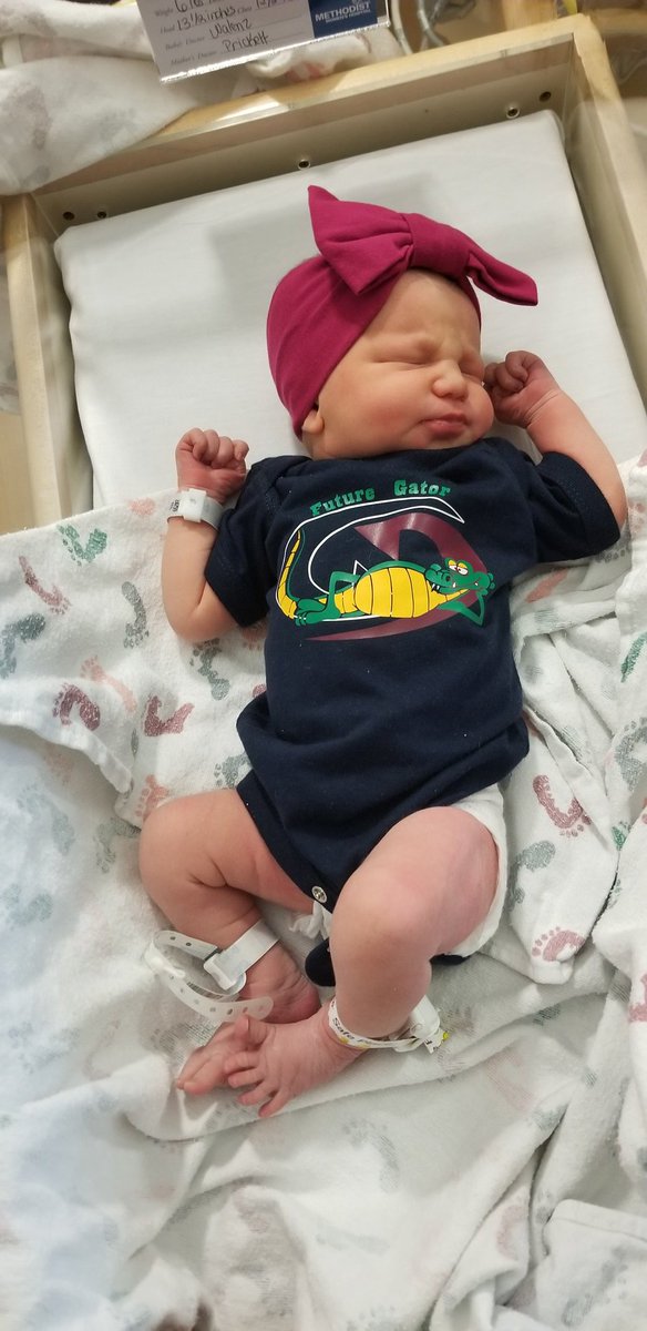 TonyKobza's tweet photo. @LNSFootball your newest cheerleader has arrived. Welcome Taytem Jean to the Swamp! https://t.co/cYzKPbEZTW