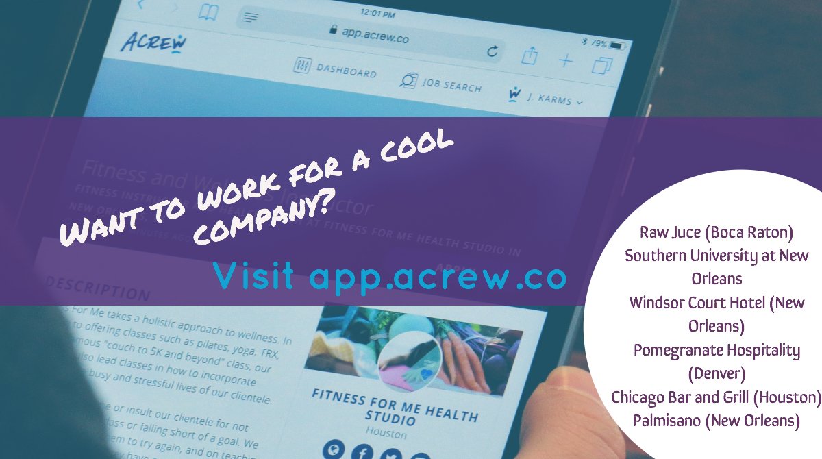 Check out what cool companies are hiring this week! #joinacrew #acrew