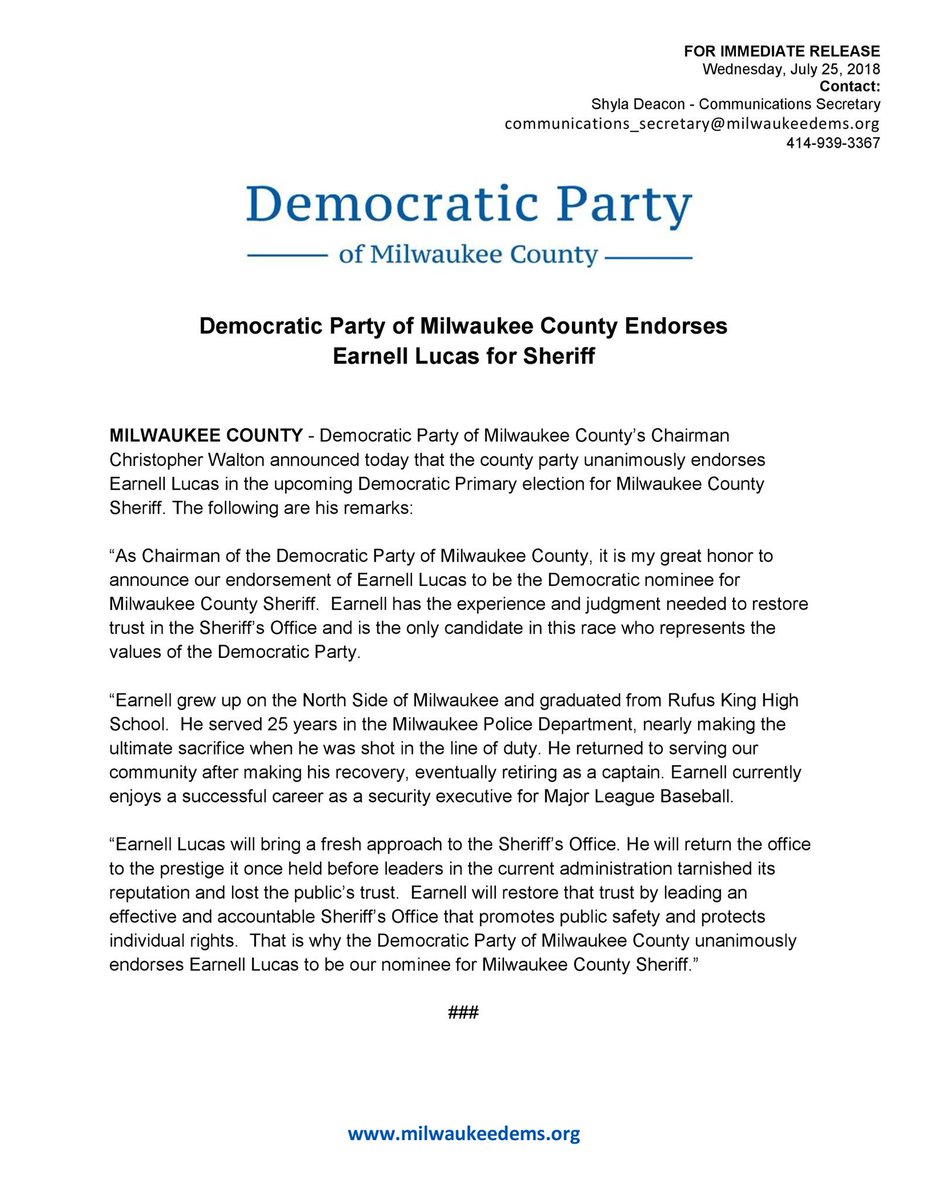 eTukTukot's tweet photo. Press Release about our endorsement of Earnell Lucas -  @lucasformke for Sheriff: 

https://t.co/zgat3Mpmoo

#LucasForSheriff #VoteAug14 #voteblue https://t.co/kM1Gdz33E2