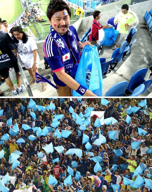 barrylancet's tweet photo. Just in case you missed it - Japanese fans cleaning up after World Cup match, as they always do... https://t.co/BfMWKiOJkj