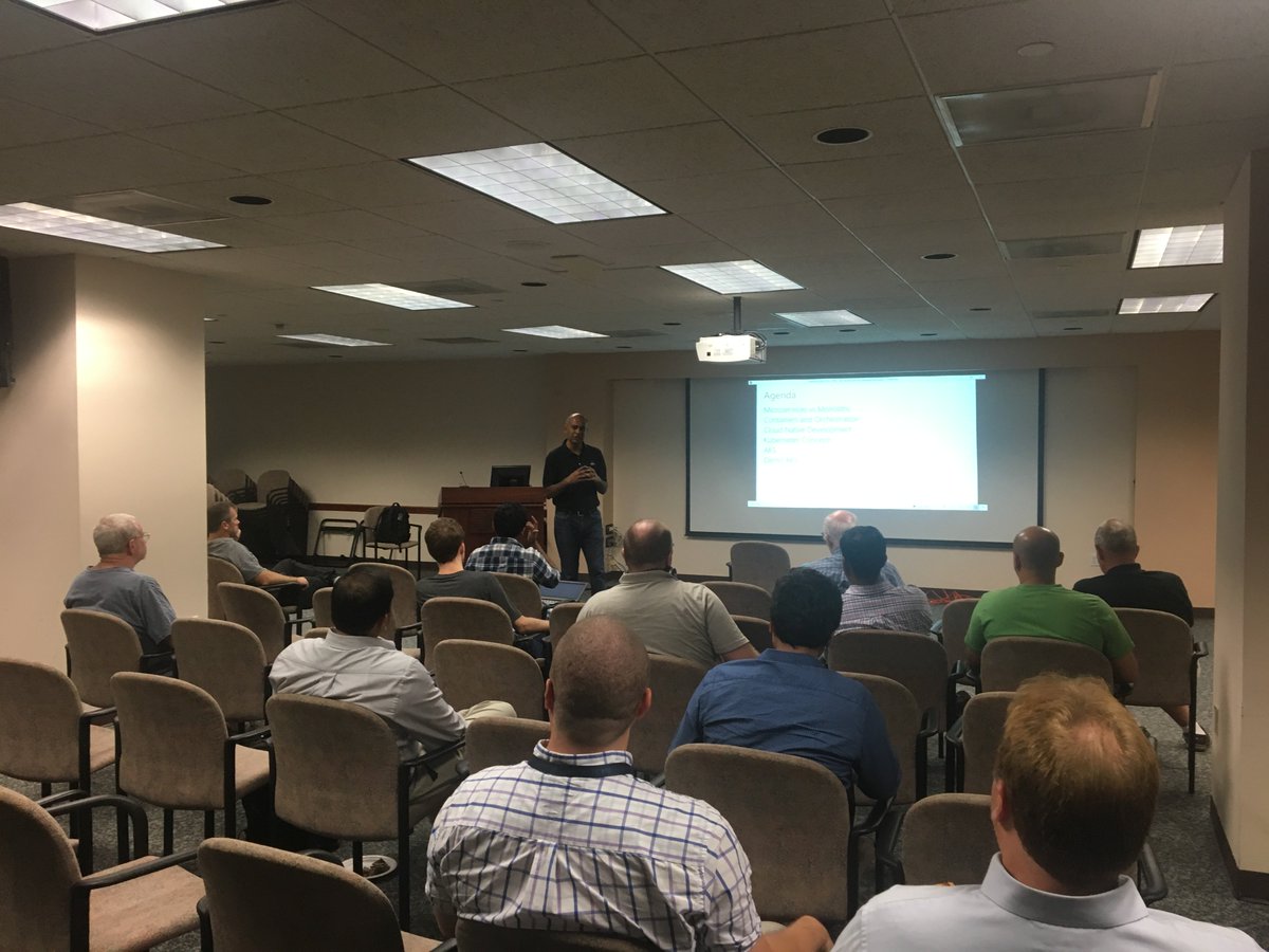 aisteam's tweet photo. Last night AIS' @vlele presented Microservices with AKS at @CapareaDotNet & @ranashahbaziAIS from our Recruiting team was present networking with attendees! #WorkatAIS #WednesdayMotivation https://t.co/xiUOQCFBKo