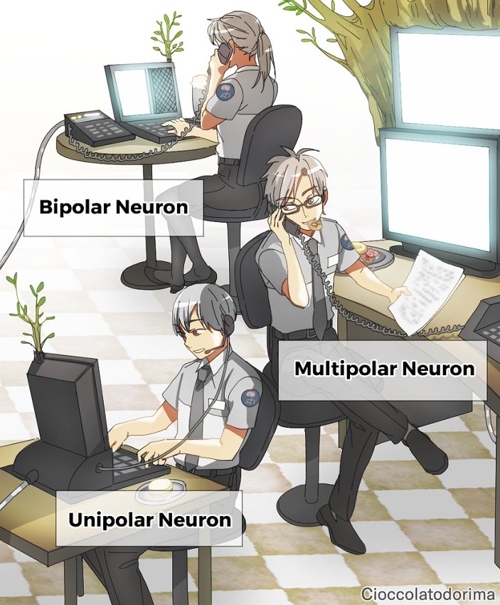 Cioccolatodorima on X: I tried to make some Hataraku Saibou fan character designs! Some Neuroglia and Neurons 😄 good evening! / X
