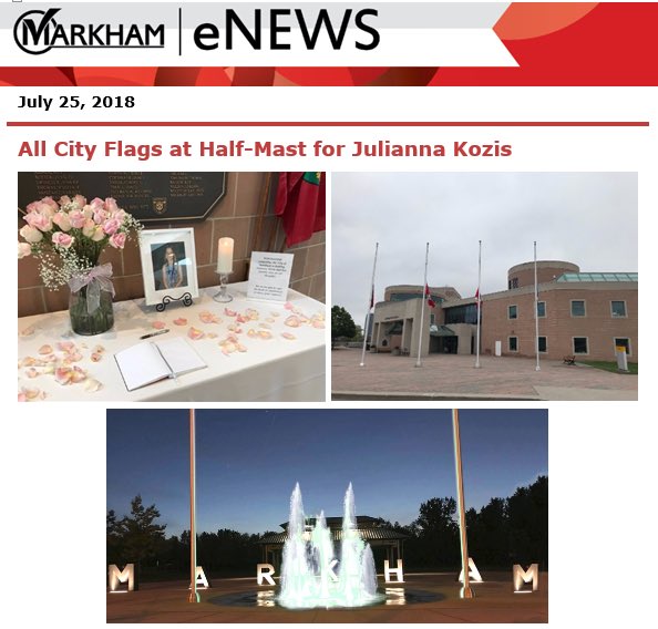 hppgulmi's tweet image. Our thoughts are with the family, friends and loved ones of 10-year-old Julianna Kozis (Markham Resident) who tragically died on July 22, 2018 in a shooting in Danforth, Toronto.