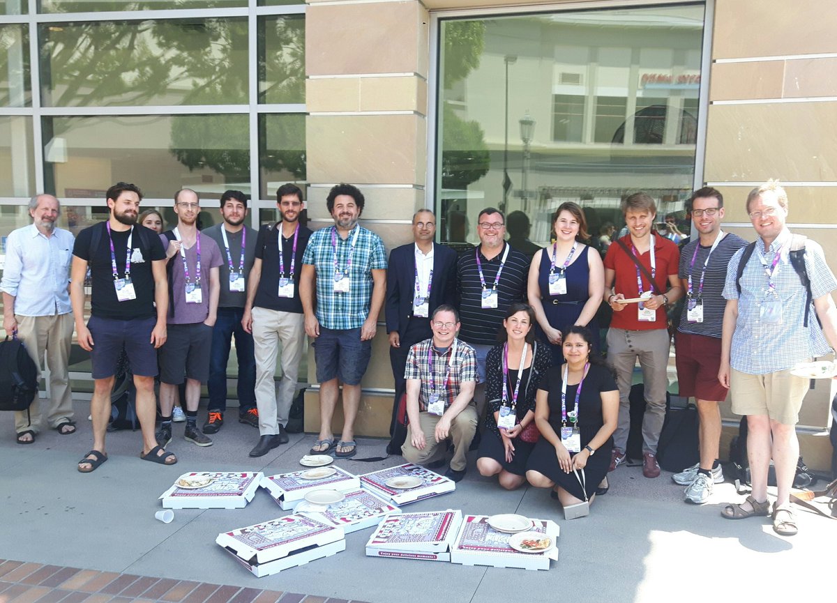 STROBEXastro's tweet photo. Hello from the Science Working Group members (and the remnants of our pizza party) at #COSPAR2018 last week! 👋 https://t.co/gdLRtence8