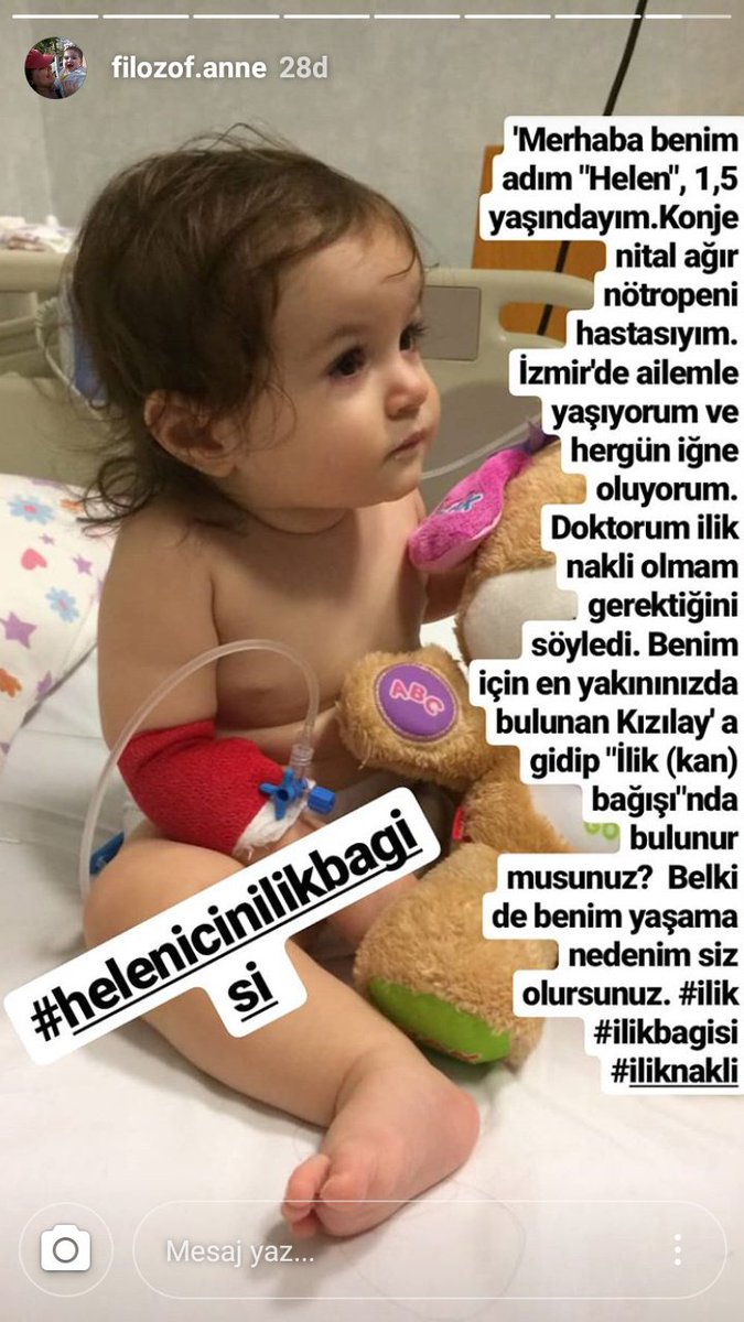 Şu anda BU TWEETİ gördüyseniz 
RT yapabilir misiniz Lütfen!
 
Helen Bebek İlik Bekliyor 

Kızılay Kan Merkezlerine Kök Hücre İçin 3 Tüp Kan Ver Donör Ol

#HeleneUmutOl