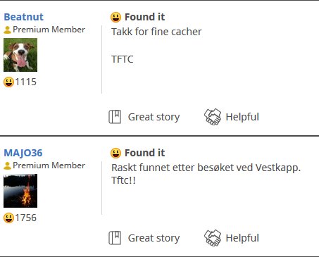 WebCacher's tweet photo. Geocaches in Norway are testing a new feature we may all have someday -- the ability to tag a log as either a "Great Story" and/or "Helpful." What are your thoughts on this? #geocaching #geocaches https://t.co/ekAJzZXMaA