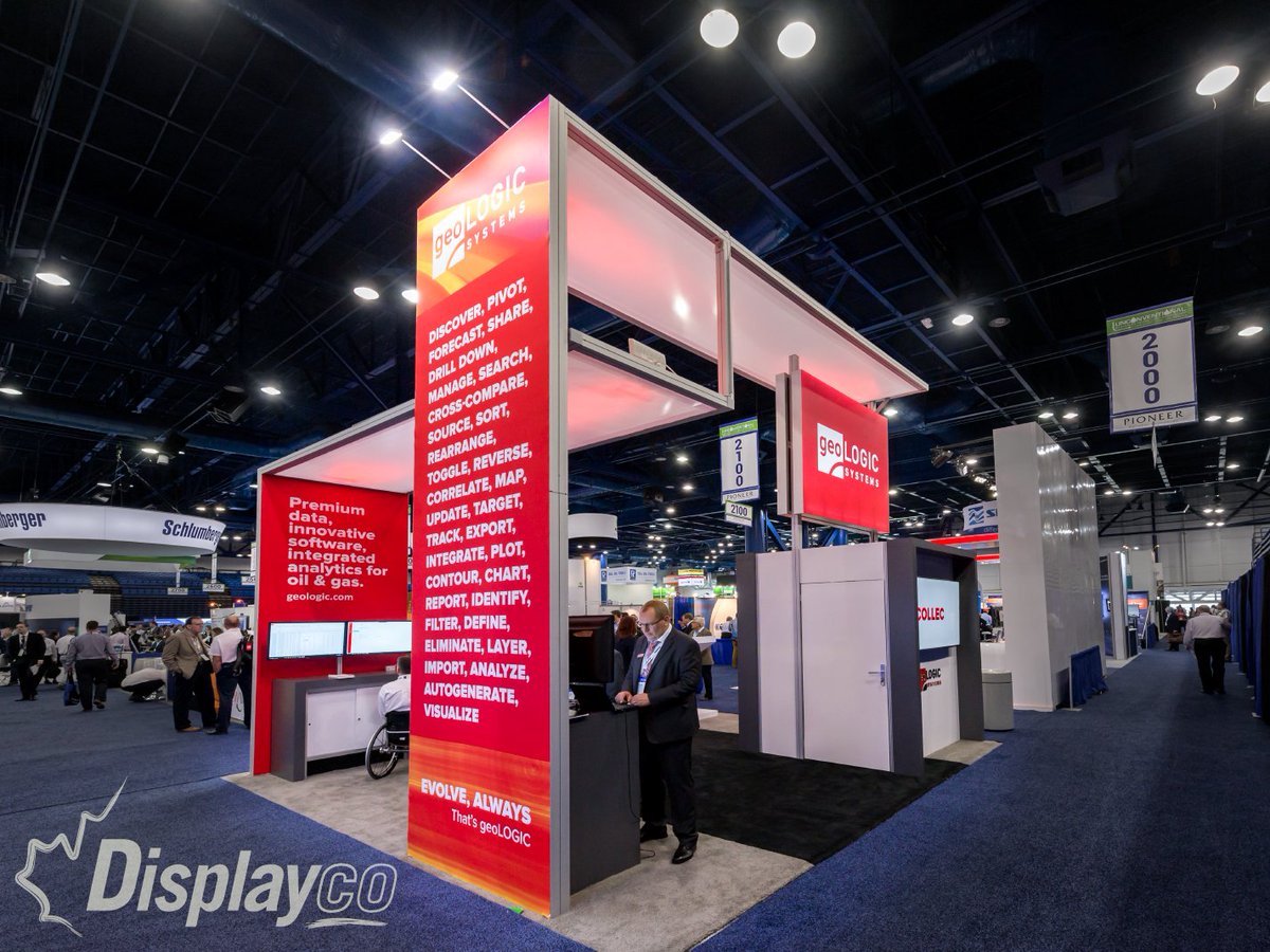 Displayco's tweet photo. Our clients reported lots of traffic at #URTeC2018 - line ups to get in and line ups at the booths - great news for the industry and the show! We will see you next year in #Denver for #URTeC2019! #DisplaycoOnTheGo https://t.co/9Cvccd0iMI