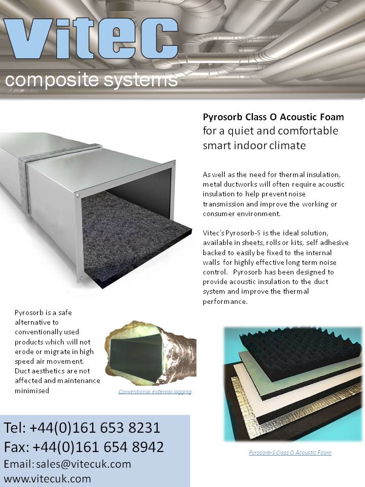 SystemsVitec's tweet image. Ducting acoustic and thermal insulation - Improving your working environment safely and effectively #ducting, #pyrosorb, #acoustics, #noisecontrol, #thermal, #insulation, #classO, #vitafoam, #HVAC, #foam