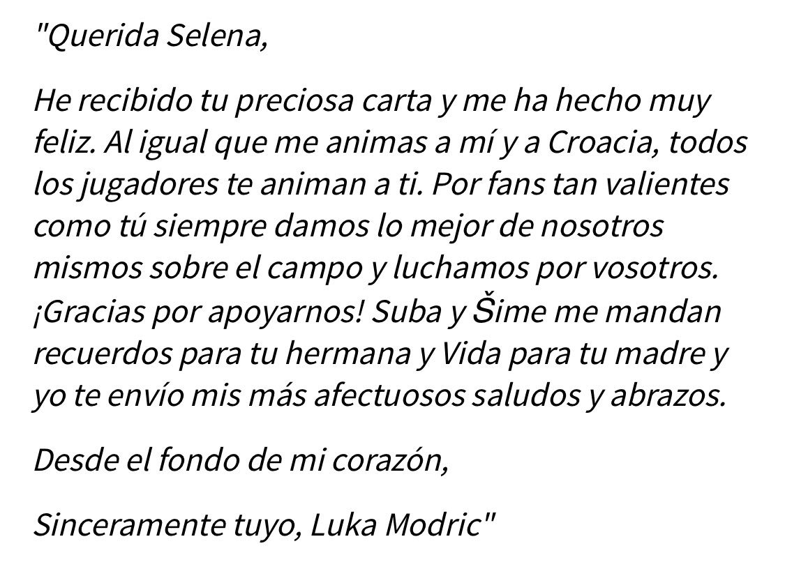 mercizizou__'s tweet photo. La carta de Luka Modric respondiendo a una fan de 5 años con cancer. A este tío hay que quererle, a esa niña hay que adorarla y desearla lo mejor. 
#Respect https://t.co/D43NgmSoSx
