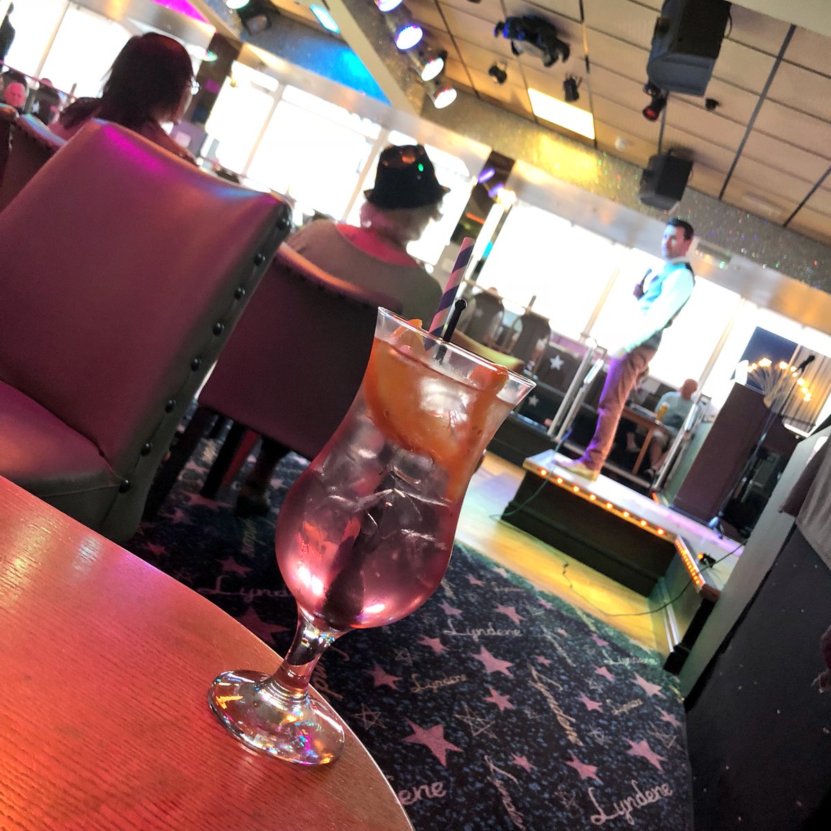 LyndeneHotel's tweet photo. A lovely ‘Special Raspberry and Rhubarb Summer Gin’ tonight at The Lyndene whilst watching Duncan Heather entertain the crowd. 
#Lyndene #liveentertainment #blackpool #singers #liveentertainment #lyndenehotel #Seaside #holiday https://t.co/f6fPbGynrC